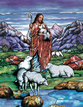 The Good Shepherd stained glass window film