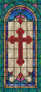 Decorative church window film clings cross design