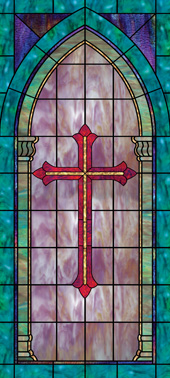 Decorative stained glass church window film cross designs IN1