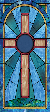 Decorative church window film clings cross design