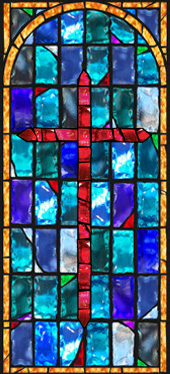 Stained glass church window film cross design