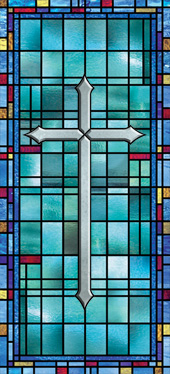 Decorative stained glass church window art film design