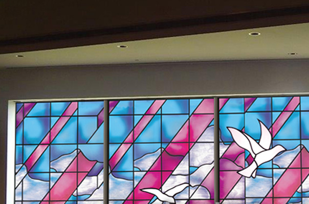 Decorative stained glass church window film custom design