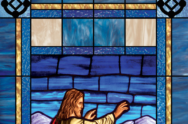 Custom stained glass church window film appliqué