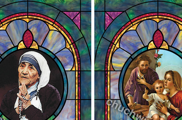 Decorative stained glass church window film custom design