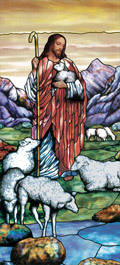 Good Shepherd stained glass church window film design