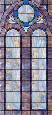 Stained glass applique film for church windows