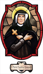 decorative stained glass window film saint Maria Faustina Kowalska